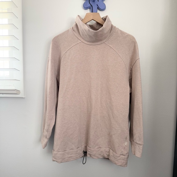 Varley Sweaters - Varley Large Morrison Mock Neck Sweatshirt Sphinx Oatmeal Light Pink Drawstring